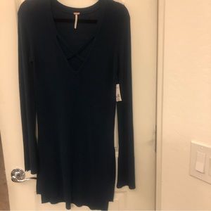 Free People tunic mini dress new with tags size small, petite, beautiful blue